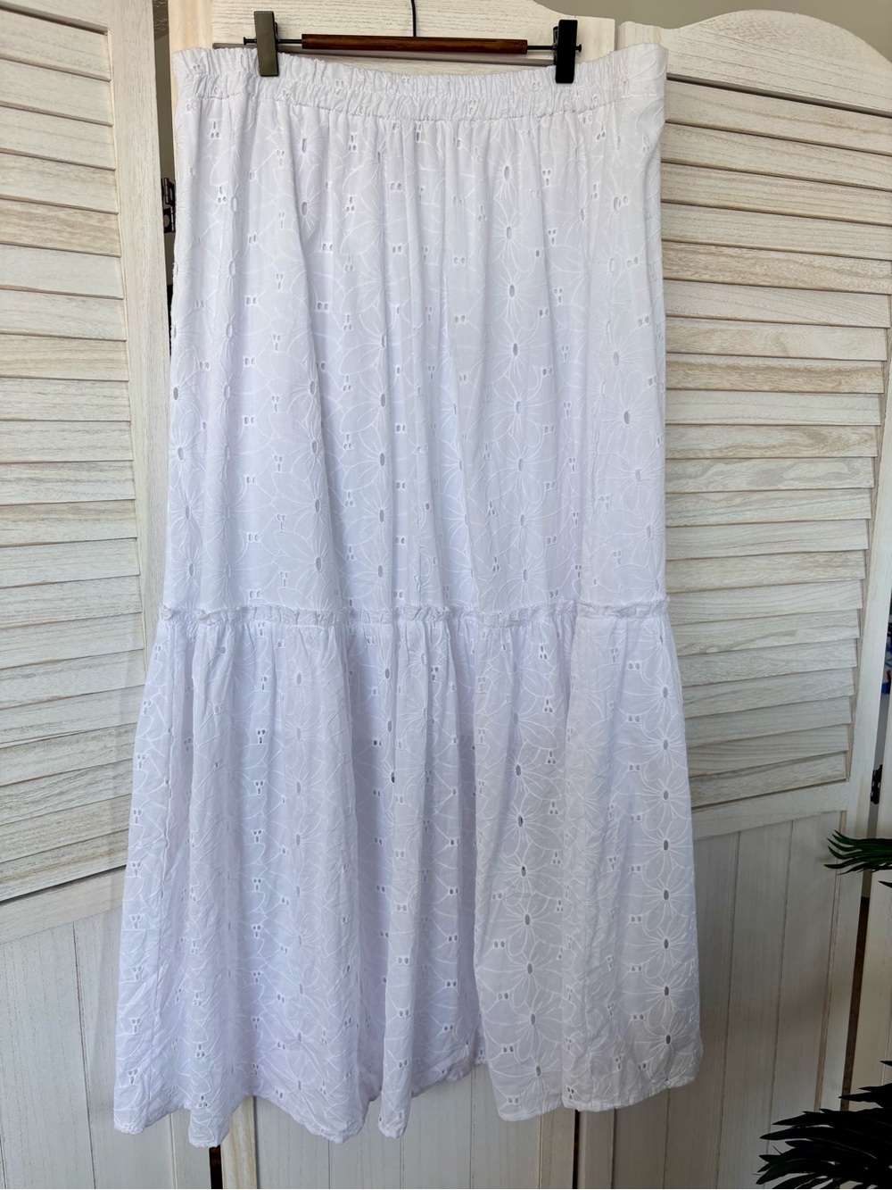 Calypso St. Barth White Eyelet Embroidered Maxi Skirt XL Cotton Lined Resort - Picture 3 of 10